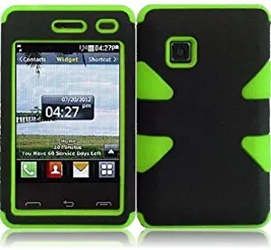 Importer520 Black+Neon Green Dynamic Hybrid Tuff Premium Rugged Hard Soft Case Skin Cover for LG 840G Tracfone