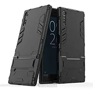 Cocomii Iron Man Armor Sony Xperia XZ/XZs Case NEW [Heavy Duty] Premium Tactical Grip Kickstand Shockproof Bumper [Military Defender] Full Body Dual Layer Rugged Cover for Sony Xperia XZ (I.Jet Black)