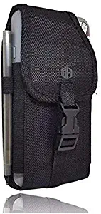 Military Grade Cell Phone Case, Compatible w/ iPhone XS Max XR iPhone 8 Plus,7 Plus,6S+ 6 Plus, OnePlus 6T Rugged Canvas Pouch Holster Waist Carrying Hanging Bag Fits Phone with Waterproof/Thick Case