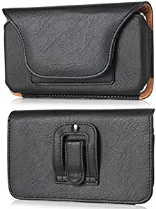 Horizontal Faux Leather Travel Belt Clip Holster Pouch with Card Slots Compatible Samsung Galaxy S9 / LG Aristo 2 Plus/Aristo 2 / Phoenix 4 / Rebel 4/3 / Risio 3 / Fortune 2 / K8(2018) (Black)