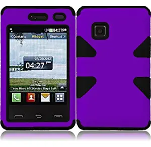 Importer520 Dynamic Hybrid Tuff Hard Case Snap On Phone Silicone Cover Case For LG 840G LG840G TracFone, StraightTalk, Net (Purple/Black)