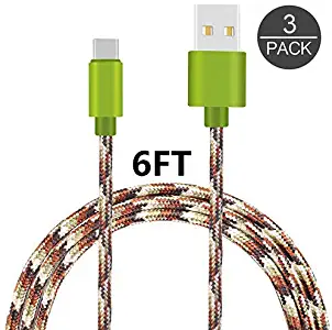 USB Type C Cable, Assure Nylon Braided Long Cord-USB Data Charge Charging Cable for ZTE Zmax Pro Z981/Samsung Galaxy S8,S8 Plus/Google Pixel/Pixel XL, Nexus 6p/5X,LG G5 and More (Camo 222)