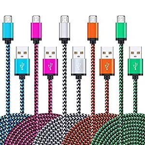 Android Charger Braided 10Ft, Ailkin 5Pack Fast Charger Android Cable Micro USB Power Cords Compatible for Samsung Galaxy J7 S7 J3 S6 Edge Charger, LG Stylo 3 2 K30 K20, Moto X, Kindle Fire and More