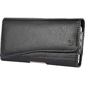 LG Spree Optimus Zone 3 VS425 K4 ~ EXTRA LARGE Horizontal Leather Pouch Carrying Case Holster Belt Clip Magnetic Closure Fits - Black New