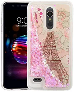 Phonelicious Glitter Liquid Case for LG K30 / LG Premier PRO 4G LTE/ L413DL / L413DG Slim Hybrid Liquid Bling Glitter Sparkle Quicksand Waterfall TPU Phone Cover (Eiffel Tower Paris)
