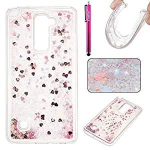 LG Stylo 2 LS775 Case, Firefish Bling 3D Sparkle Floating Dynamic Flowing Shockproof [Flexible] Gel Silicone [No Slip] Back Cover for LG Stylo 2 LS775 -Pink