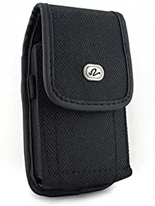 Black Vertical Rugged Canvas Case Cover Pouch Holster Belt Clip for LG Optimus Zone 3 L90 L70, G F7 F60 F6, Exceed 2, Lucid 3, Logos, Leon, Lancet, K3, Google Nexus 5 4, G3 Vigor G2