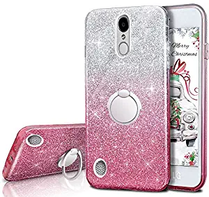 LG Aristo Case,LG Risio 2 Case,LG Phoenix 3 Case,LG Fortune/Rebel 2 LTE/ K8 2017 Case, Silverback Girls Women Bling Glitter Case with 360 Rotating Kickstand Case Cover for LG LV3 -Pink