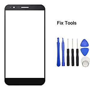 Panel Lens Cover For LG LS777 Plus LG Stylo 3 Plus TP450/ Stylus 3 Plus - Black Front Panel Outer Screen Glass Lens Replacement with Tool Kit (Not LCD &Not Digitizer)