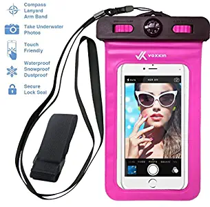 Voxkin Premium Quality Universal Waterproof Case with Armband, Compass, Lanyard - Best Water Proof, Dustproof, Snowproof Pouch Bag for iPhone 7, 6S, 6, Plus, 5S, Samsung Galaxy Phone, S6, Note 5, 4