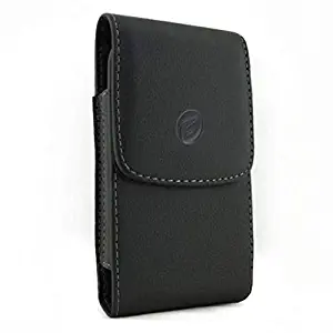 Black Leather Case Side Cover Pouch Belt Holster Swivel Clip for Verizon Kyocera DuraForce Pro 2 - Verizon LG G6