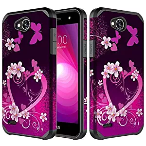 [Coverlab] Shock Proof Phone Case for LG X Power 2/Fiesta LTE/X Charge/K10 Power/Fiesta 2Protective Soft Silicone Cute Girls Women Cover Hot Pink Heart
