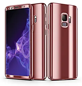 Galaxy S9 Plus Case, AUSURE Ultra Slim Luxury Electroplate 360 Degree Full Body Protection Mirror with Soft Screen Protector Hard PC Full Coverage Case for Samsung Galaxy S9 Plus (2018) (Rose Gold)