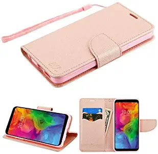 Fit LG Q7 PLUS Wallet, Phonelicious PU Leather Case Premium Pouch ID Credit Card Phone Cover Flip Folio Book Style with Money Slot +Pen (ROSE GOLD)