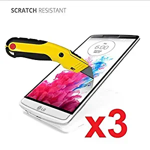 eTECH Collection 3 piece of Premium Tempered Glass Screen Protector for LG G3 / VS985 (0.3mm) 9H Hardness/Scratch Proof/Bubble Free/Oleophobic Coating/Transparent Crystal Clear From USA