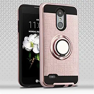 Phonelicious Ring Case for LG PREMIER PRO 4G LTE Cover Dual Layer Protection built in Finger Ring Holder Kickstand Fit Magnetic Car mount L413DL L413DG (Rose gold)