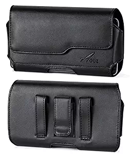 AGOZ for LG Phoenix 4, Tribute Empire, Zone 4, LG K8V, Tribute Dynasty, Tribute 5 LS675, Tribute HD LS676, LG K7 MS330, Premium Leather Pouch Case Holster with Belt Clip & Loops Magnetic Closure