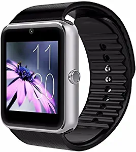 CNPGD Bluetooth Smart Watch(Partial Compatible for IPHONE)+(Full Compatible for Android phone) +Unlocked Watch Cell Phone+Fitness Tracker Camera Pedometer for Kids, Men and Women(Silver)
