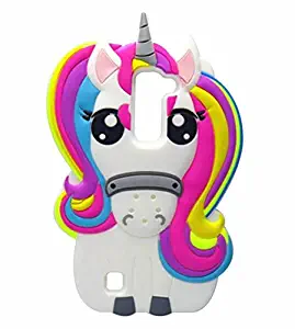 LG K7 Case,LG K8 Case,LG Tribute 5 Case,LG Escape 3 Case,LG Phoenix 2 Case,Awin 3D Cute Cartoon Rainbow Unicorn Horse Animal Soft Silicone Rubber Case(Rainbow Unicorn)