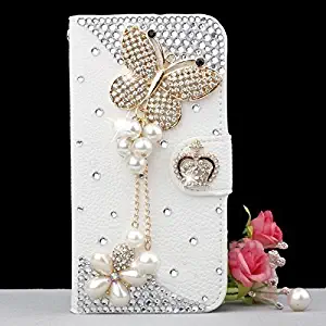 LG Stylo 4 Case/LG Q Stylus 4 Wallet Case,Bling Diamond Bowknot Shiny Crystal Rhinestone Purse PU Leather Card Slot Pouch Flip Cover Kickstand Case for Girl Woman Lady (Beauty of Butterfly)