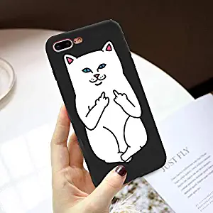 Cat Middle Finger Case for iPhone 6 6S 7 8 Plus XR XS Max X 5 5S SE Cover Phone Case for iPhone 11 Pro Max Soft TPU Candy Color- by ANNELE - by ANNELE
