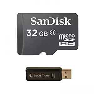 32GB SanDisk MicroSD HC MicroSDHC Memory Card 32G (32 Gigabyte) for LG G Pro 2 L90 L40 L70 G2 Mini F70 F90 L65 Optimus Exceed 2 Xpression 2 Zone 2 Extravert 2 with SoCal Trade, Inc. MicroSD & SD USB Memory Card Reader