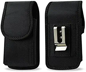 AGOZ Vertical Belt Clip Case for Jitterbug Flip 4.3" x 2.2", Heavy Duty Rugged Canvas Carrying Holster Pouch Cover with Strong Metal Clip and Belt Loops