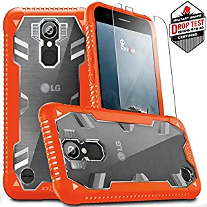 Zizo Proton 2.0 Series Compatible with LG K20 Plus Case Military Grade Drop Tested with Tempered Glass Screen Protector LG Harmony Case Orange Clear