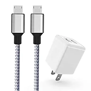 Wall Charger,KerrKim Dual USB Charger Adapter USB Wall Charger with 2-Pack 6FT Braided Nylon Micro USB Cable Android Charger Cord for Android,Samsung Galaxy S7/S6 Edge J3 J7 LG,HTC,Google & More