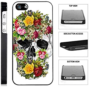 [TeleSkins] - Plastic Case For iPhone SE / 5S / 5 - Vintage Floral Skull - Ultra Durable Slim Fit, Protective Plastic Snap On Back Case / Cover