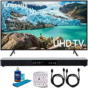 Samsung 43" RU7100 LED Smart 4K UHD TV 2019 Model (UN43RU7100FXZA) with Screen Cleaner for LED TVs, SurgePro 6-Outlet Surge Adapter, 2X HDMI Cable & Home Theater 31" Soundbar