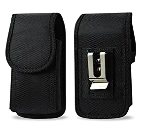 AGOZ Carrying Case for LG K30, K40, LG K20V, LG K20 Plus, LG Grace LTE, Heavy Duty Rugged Camping, Hiking, Outdoors Contractor Vertical Canvas Pouch,Holster, Cover with Belt Loop, Metal Belt Clip