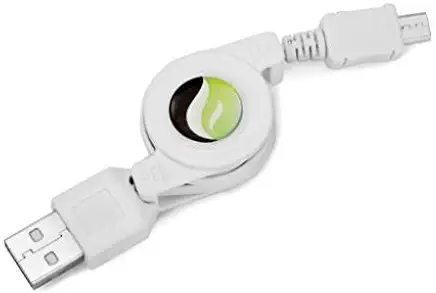 Retractable USB Cable Charge Sync Power Wire Mocr-USB Data Transfer Cord White for MetroPCS LG Aristo - MetroPCS LG G Stylo - MetroPCS LG K10 - MetroPCS LG K7 - MetroPCS LG Leon