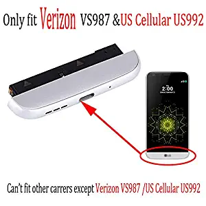 Only fit VS987 & US992 Bottom Cover Cap + Loudspeaker Ringer Buzzer + Charging Module Bottom Chin Replacement for L G Verizon G5 /US Cellular US992 (silver)