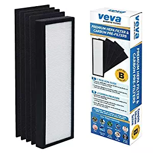 VEVA Premium True HEPA Replacement Filter Including 4 Activated Carbon Pre Filters Compatible with Air Purifier AC4300/AC4800/AC4900/AC4825 and FLT4825 Filter B