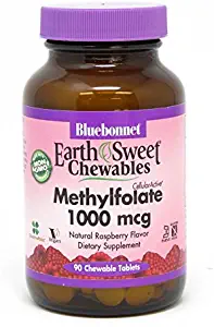 Bluebonnet Earth Sweet Cellular Active Methylfolate 1000 mcg Chewable Tablets, 90 Count