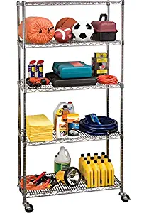 Seville Classics UltraDurable Commercial-Grade 5-Tier Steel Wire Shelving with Wheels, 36" W x 18" D x 72" H (75" H with wheels)