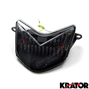 Krator ITL007 Turn Signals (2005-2007 Kawasaki ZX6RR 636 / Z750S / ZX10R LED TailLights Brake Tail Lights with Integrated Indicators Smoke Motorcycle)