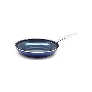 Blue Diamond Nonstick Toxin Free Aluminum Ceramic Safe Open Fry Pan, 10", Blue