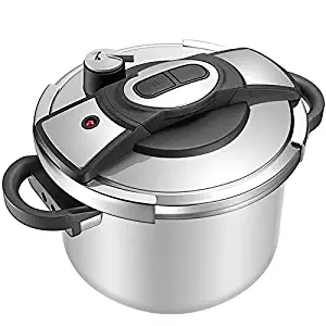 KRAMPAN One-Touch Pressure Cooker, Stainless Steel Pressure Cooker, 6.5-quart