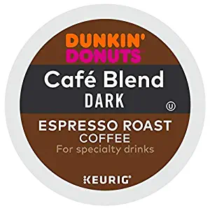 Dunkin' Donuts Cafe Blend Dark Espresso Roast Coffee single serve capsules for Keurig K-Cup pod brewers (96 Count)