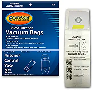 EnviroCare Replacement Vacuum Bags for Nutone Central Vacuums 3 Pack