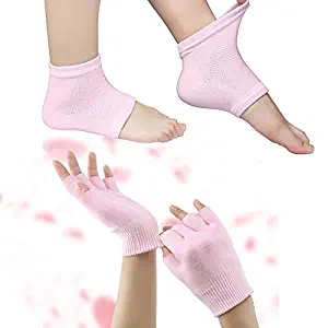 Codream Moisturizing Gel Heel Sleeves and Gloves, Gel SPA Gloves Socks Repair Cracked Skin and Exfoliate Skin,Soften Beauty Hands and Feet for Women 