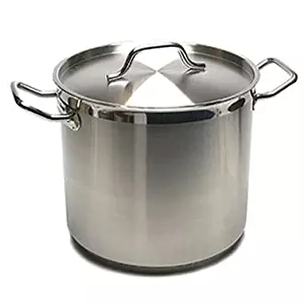 New Professional Commercial Grade 40 QT (Quart) Heavy Gauge Stainless Steel Stock Pot, 3-Ply Clad Base, Induction Ready, with Lid Cover NSF Certified Item