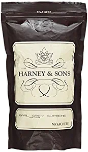 Harney & Sons Earl Grey Supreme Tea - Lemony Flavors,, Presents and Party Favors - Bag of 50 Sachets