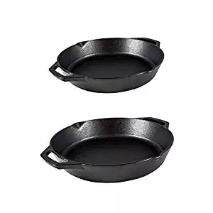 Lodge Cast Iron 2 Piece Bundle. 12” and 10.25” Ergonomic, Heat Treated, and Pre-Seasoned Cast Iron Pans with Two Loop-Style Handles (Made in the USA)