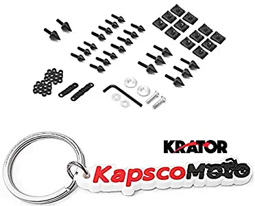 Krator Black Spike Fairing Bolts Screw Kit for 1998-2003 Kawasaki Ninja ZX6 / ZX6R / 1998-2003 ZX9R + KapscoMoto Keychain