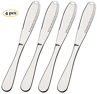 Choary 4 pack Multi-function Stainless Steel Butter Knife with a Serrated Edge, Shredding Slots, Butter Spreader Serve Your Butter Breakfast Spreads Cheese and Condiments(silver)