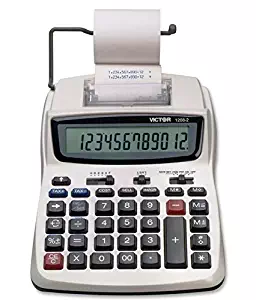 Victor Printing Calculator, 1208-2 Compact and Reliable Adding Machine with 12 Digit LCD Display, Battery or AC Powered, Includes Adapter