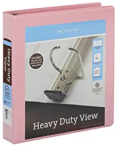 [in]Place Heavy-Duty View 3-Ring Binder, 1 1/2" D-Rings, 55% Recycled, Pink